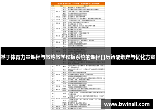 基于体育力量课程与教练教学模板系统的课程日历智能绑定与优化方案